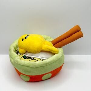 Gudetama Gund Ramen Noodles Pho Bowl Egg Plush Toy Small Cute Sanrio Kawaii EUC